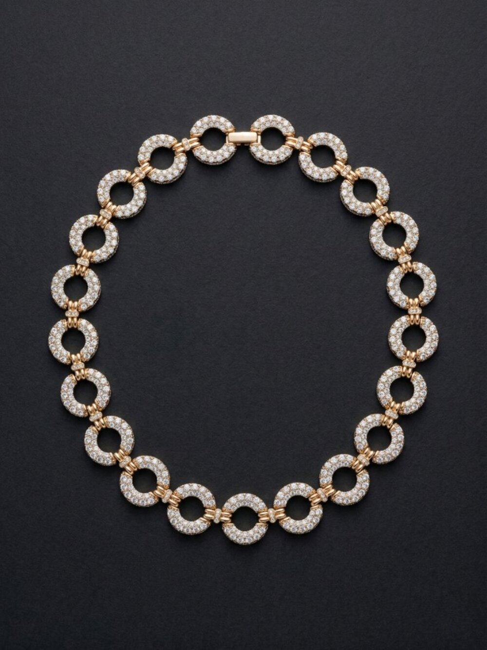 Vintage Butler Statement Link Necklace Premium Gold Plating Pavé Crystals